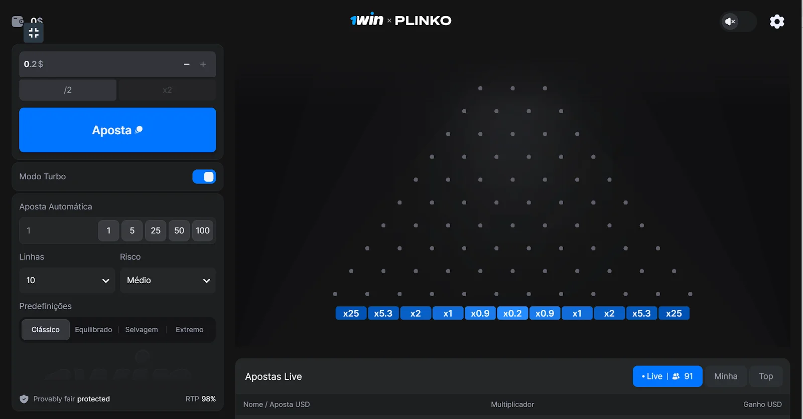 1Win Plinko